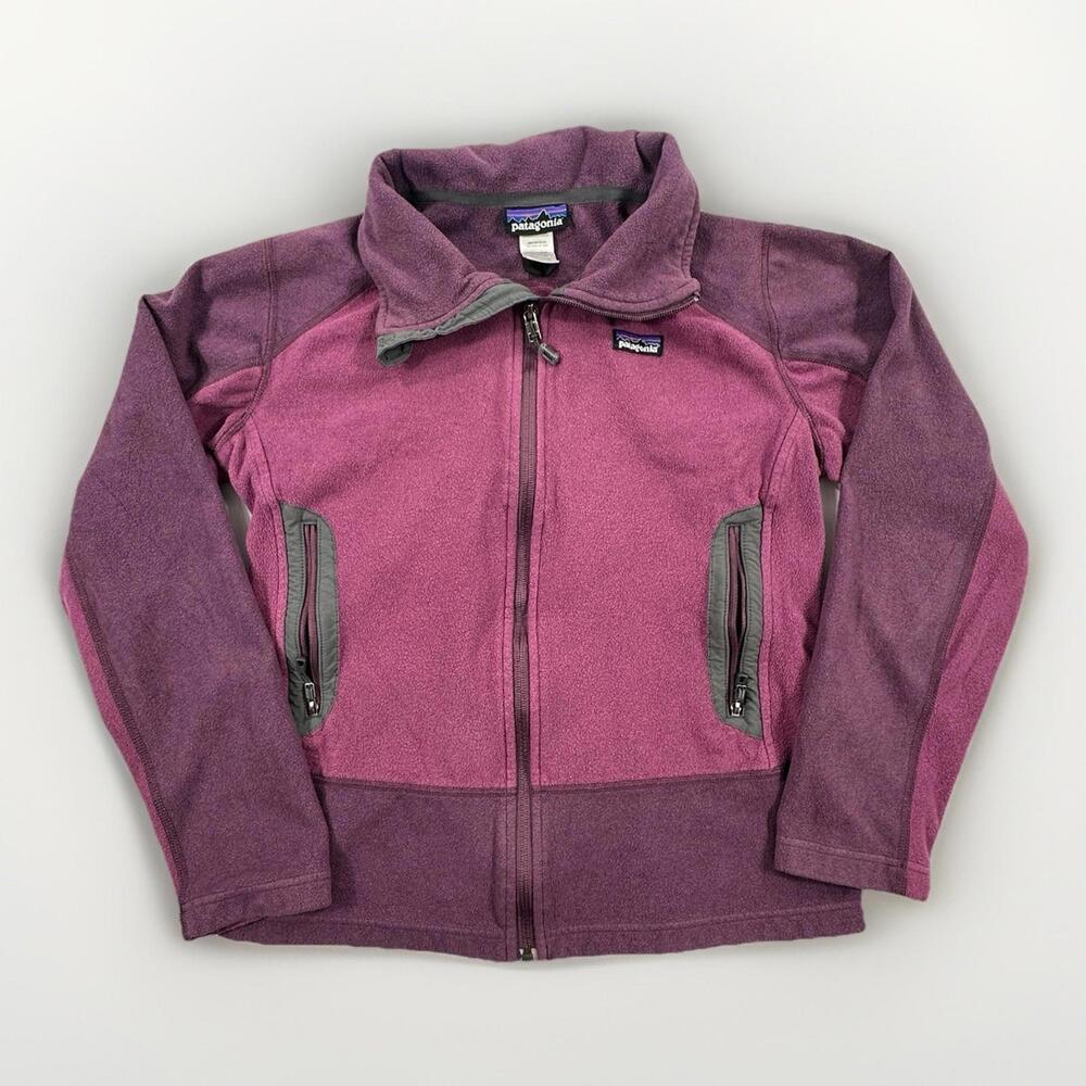 Patagonia Jacket Womens Medium Emmilen Fleece Zip Up Hiking Colorblock Purple